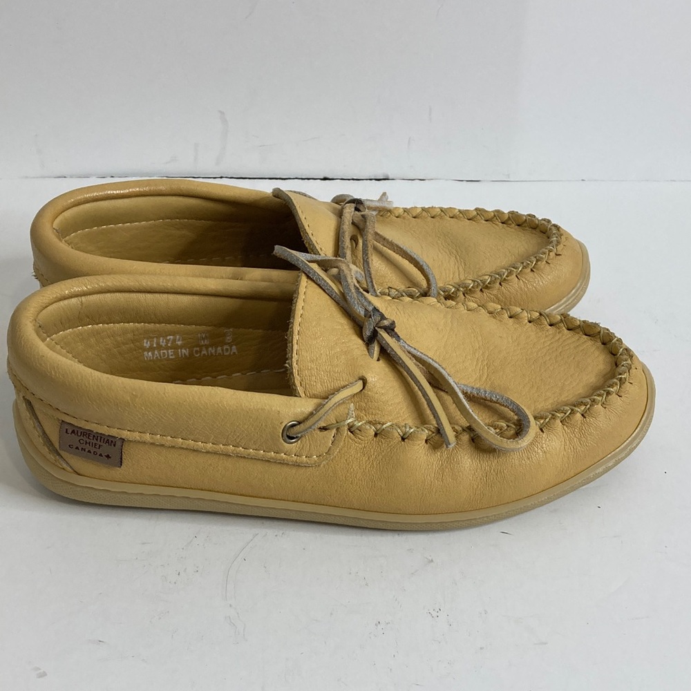 Laurentian Chief Moccasins Mens 8 Beige Moosehide Leather Slip On Shoes Canada
